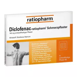 DICLOFENAC-bolečinski obliži ratiopharm, 10 kosov