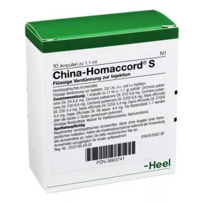 China Homaccord S ampule, 10 kos China Homaccord S ampule, 10 kos