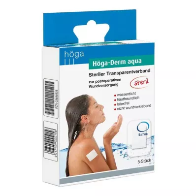HÖGA-DERM aqua ste.transp.bandaža.z odprtino za rano.5x7 cm, 5 kosov
