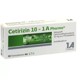 CETIRIZIN 10-1A Farmacevtske filmsko obložene tablete, 20 kosov