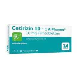 CETIRIZIN 10-1A Farmacevtske filmsko obložene tablete, 20 kosov
