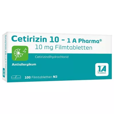 CETIRIZIN 10-1A Farmacevtske filmsko obložene tablete, 100 kosov