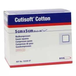 CUTISOFT Bombaž Compr.5x5 cm sterilen 12 krat, 25X2 kosov