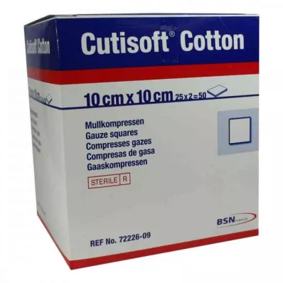 CUTISOFT Bombaž Compr.10x10 cm ster.12-krat, 25X2 kosov CUTISOFT Bombaž Compr.10x10 cm ster.12-krat, 25X2 kosov