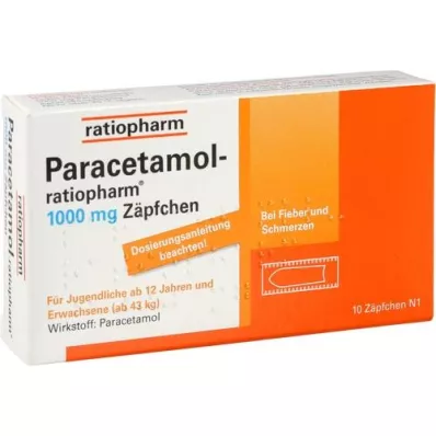 PARACETAMOL-ratiopharm 1.000 mg svečke, 10 kosov