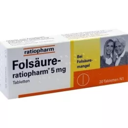 FOLSÄURE-RATIOPHARM 5 mg tablete, 20 kosov