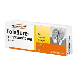 FOLSÄURE-RATIOPHARM 5 mg tablete, 20 kosov