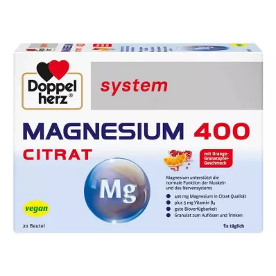 DOPPELHERZ Magnezijev 400 citrat sistemski granulat, 20 kosov DOPPELHERZ Magnezijev 400 citrat sistemski granulat, 20 kosov