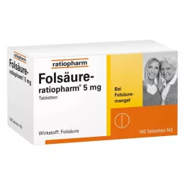 FOLSÄURE-RATIOPHARM 5 mg tablete, 100 kosov