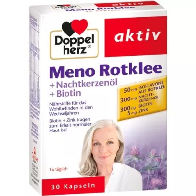 DOPPELHERZ Meno Rdeča detelja + olje večernice + biotin, 30 kapsul