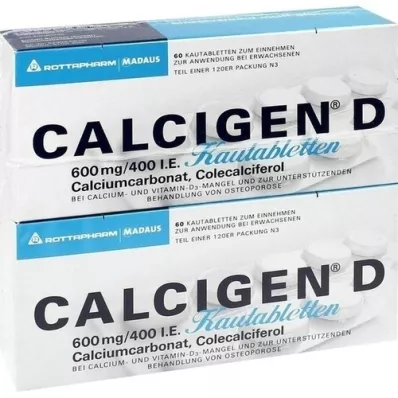 CALCIGEN D 600 mg/400 I.U. žvečljive tablete, 120 kapsul