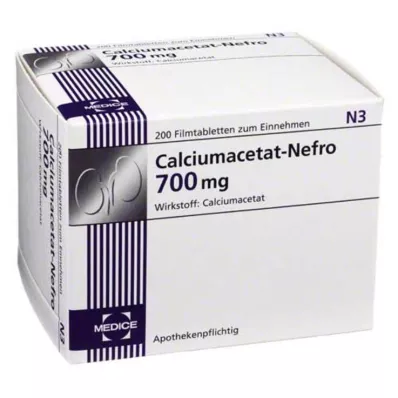 Kalcijev acetat Nefro 700 mg filmsko obložene tablete, 200 kos Kalcijev acetat Nefro 700 mg filmsko obložene tablete, 200 kos