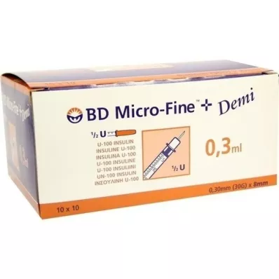 BD MICRO-FINE+ Insulinspr.0,3 ml U100 0,3x8 mm, 100 kosov