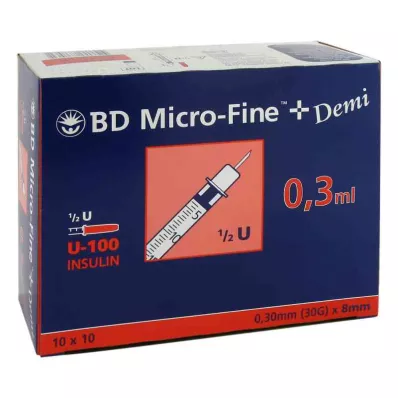 BD MICRO-FINE+ Insulinspr.0,3 ml U100 0,3x8 mm, 100 kosov BD MICRO-FINE+ Insulinspr.0,3 ml U100 0,3x8 mm, 100 kosov