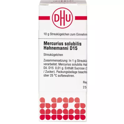 MERCURIUS SOLUBILIS Hahnemanni D 15 kroglic, 10 g