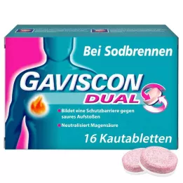 GAVISCON Dvojne 250 mg/106,5 mg/187,5 mg žvečljive tablete, 16 kosov