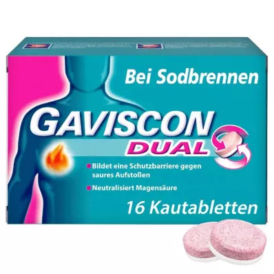 GAVISCON Dvojne 250 mg/106,5 mg/187,5 mg žvečljive tablete, 16 kosov