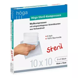 HÖGA-KOMPRESSEN 10x10 cm sterilni 8-kratni, 5X2 kosov