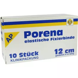 PORENA Elastični povoj iz gaze, 12 cm, bele barve, brez celofana, 10 kosov