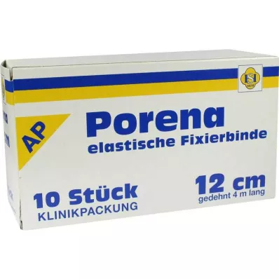 PORENA Elastični povoj iz gaze, 12 cm, bele barve, brez celofana, 10 kosov