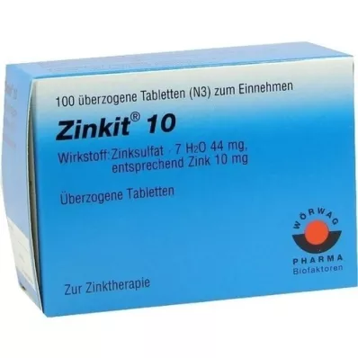 ZINKIT 10 obloženih tablet, 100 kosov