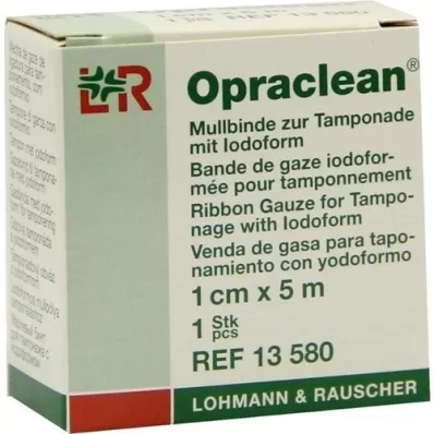 OPRACLEAN Blazinica iz gaze za tampon z jodoformom 1 cmx5 m, 1 kos