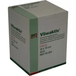 VLIWAKTIV Aktivno oglje za sesanje, sterilno, 10x10 cm, 20 kosov