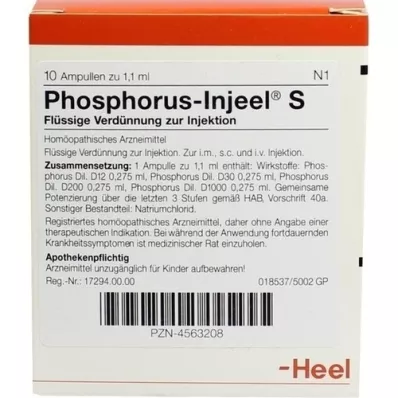 PHOSPHORUS INJEEL S Ampule, 10 kosov