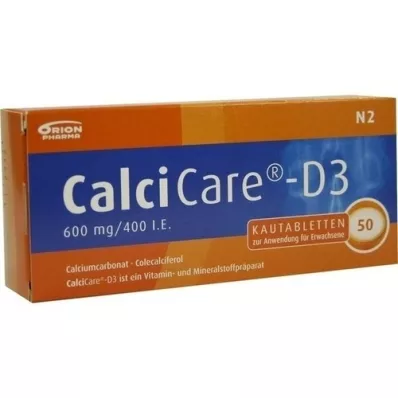 CALCICARE D3 žvečljive tablete, 50 kapsul