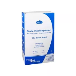VLIESKOMPRESSEN 10x20 cm sterilni 4-kratni, 25X2 kosov
