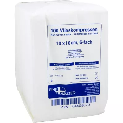 VLIESKOMPRESSEN 10x10 cm nesterilni 6-kratni, 100 kosov