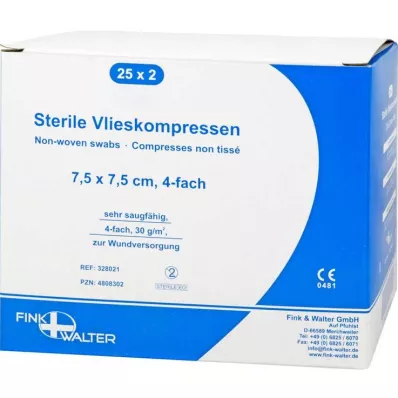 VLIESKOMPRESSEN 7,5x7,5 cm sterilni četverček, 25X2 kosov