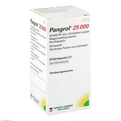 PANGROL 25.000 Trde kapsule z enterično prevlečeno lupino, 50 kosov