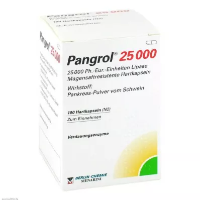 Pangrol 25000 trde kapsule z gastrorezistentno ovojnico, 100 kosov Pangrol 25000 trde kapsule z gastrorezistentno ovojnico, 100 kosov