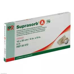 SUPRASORB A+Ag Antimic.Cal.Alginate Compr.10x20 cm, 5 kosov