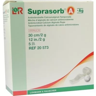 SUPRASORB A+Ag Antimic.Cal.Alginate Tamp.30 cm 2 g, 5 kosov