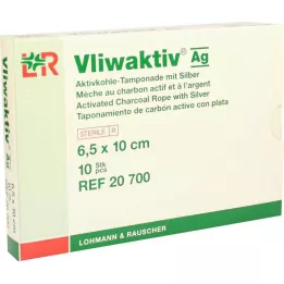 VLIWAKTIV AG Tampon iz aktivnega oglja s srebrom 6,5x10 cm, 10 kosov