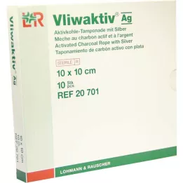 VLIWAKTIV AG Tampon iz aktivnega oglja s srebrom 10x10 cm, 10 kosov