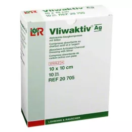 VLIWAKTIV AG Vpojna blazinica iz aktivnega oglja s srebrom 10x10 cm, 10 kosov