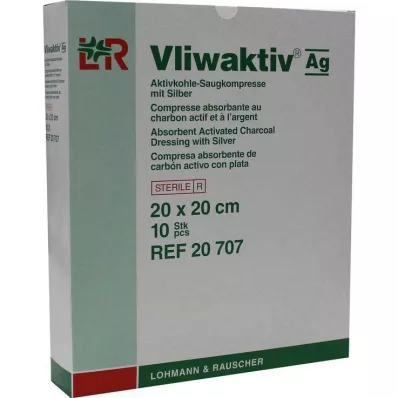 VLIWAKTIV AG Vpojna blazinica iz aktivnega oglja s srebrom 20x20 cm, 10 kosov VLIWAKTIV AG Vpojna blazinica iz aktivnega oglja s srebrom 20x20 cm, 10 kosov
