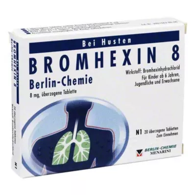 BROMHEXIN 8 obloženih tablet Berlin Chemie, 20 kosov