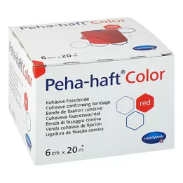 PEHA-HAFT Barvni fiksirni povoj 6 cmx20 m, rdeč, 1 kos