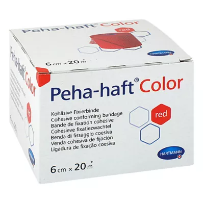 PEHA-HAFT Barvni fiksirni povoj 6 cmx20 m, rdeč, 1 kos
