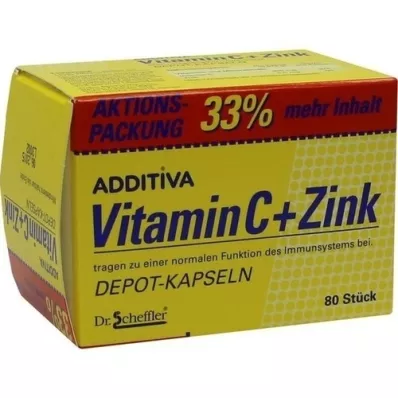 ADDITIVA Vitamin C+Cink Depotcaps.akcijsko pakiranje, 80 kosov