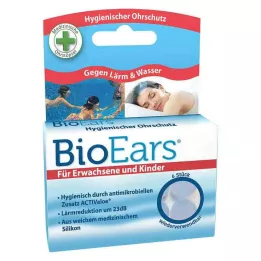 BIOEARS Silikonski antimikrobni čepki za ušesa, 6 kosov
