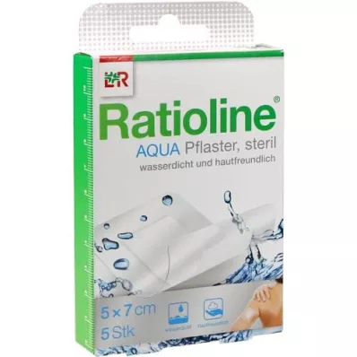 RATIOLINE aqua Shower Plaster Plus 5x7 cm sterilen, 5 kosov