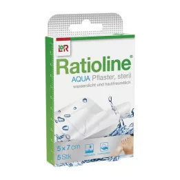 RATIOLINE aqua Shower Plaster Plus 5x7 cm sterilen, 5 kosov