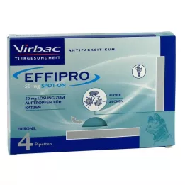 EFFIPRO 50 mg raztopina za instilacijo za mačke, 4 kosi