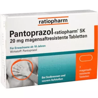 PANTOPRAZOL-ratiopharm SK 20 mg enterijsko obložene tablete, 7 kosov