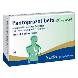 PANTOPRAZOL beta 20 mg kisline enterične obložene tablete, 14 kosov